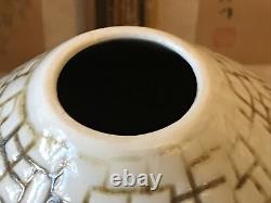 Vintage Ceramic Jar With Lid Large Signed Studio Pottery Mid Century Geometric