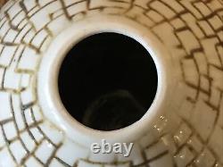 Vintage Ceramic Jar With Lid Large Signed Studio Pottery Mid Century Geometric