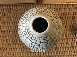 Vintage Ceramic Jar With Lid Large Signed Studio Pottery Mid Century Geometric