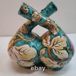 Vintage Ceramic Studio Art Two Finger Double Vase Made in Italy Numbered 2/16