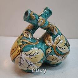 Vintage Ceramic Studio Art Two Finger Double Vase Made in Italy Numbered 2/16