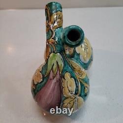 Vintage Ceramic Studio Art Two Finger Double Vase Made in Italy Numbered 2/16