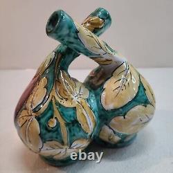 Vintage Ceramic Studio Art Two Finger Double Vase Made in Italy Numbered 2/16