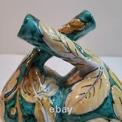 Vintage Ceramic Studio Art Two Finger Double Vase Made in Italy Numbered 2/16