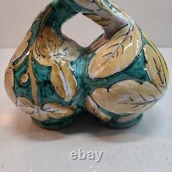 Vintage Ceramic Studio Art Two Finger Double Vase Made in Italy Numbered 2/16