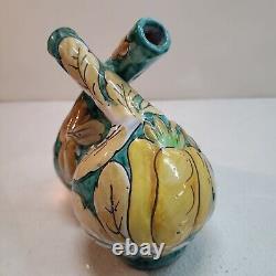 Vintage Ceramic Studio Art Two Finger Double Vase Made in Italy Numbered 2/16