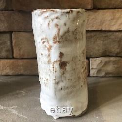 Vintage Ceramic Vase Textured Ikebana Brutalist Studio Pottery Creamy Heavy Rare