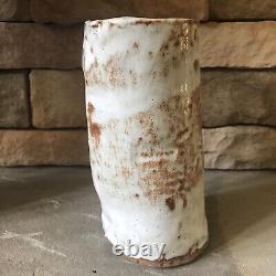 Vintage Ceramic Vase Textured Ikebana Brutalist Studio Pottery Creamy Heavy Rare