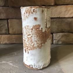 Vintage Ceramic Vase Textured Ikebana Brutalist Studio Pottery Creamy Heavy Rare