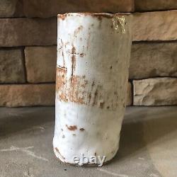 Vintage Ceramic Vase Textured Ikebana Brutalist Studio Pottery Creamy Heavy Rare