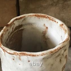Vintage Ceramic Vase Textured Ikebana Brutalist Studio Pottery Creamy Heavy Rare