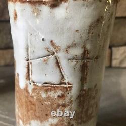 Vintage Ceramic Vase Textured Ikebana Brutalist Studio Pottery Creamy Heavy Rare
