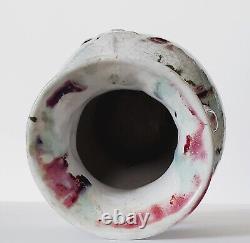 Vintage Chinese Crackle Pottery Art Studio Floral Vase