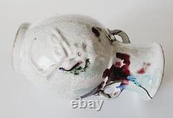 Vintage Chinese Crackle Pottery Art Studio Floral Vase
