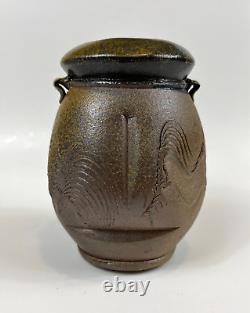 Vintage Chuck Solberg Studio Pottery Wood Fired Sgraffito Vase