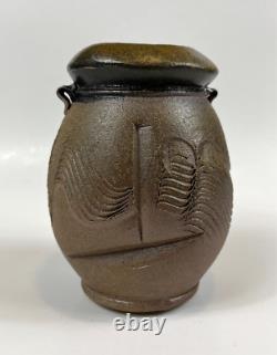 Vintage Chuck Solberg Studio Pottery Wood Fired Sgraffito Vase