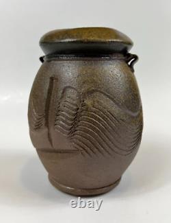 Vintage Chuck Solberg Studio Pottery Wood Fired Sgraffito Vase