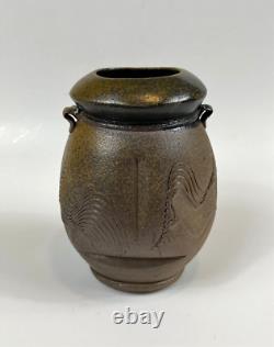Vintage Chuck Solberg Studio Pottery Wood Fired Sgraffito Vase