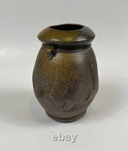 Vintage Chuck Solberg Studio Pottery Wood Fired Sgraffito Vase