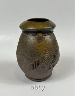 Vintage Chuck Solberg Studio Pottery Wood Fired Sgraffito Vase