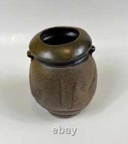 Vintage Chuck Solberg Studio Pottery Wood Fired Sgraffito Vase