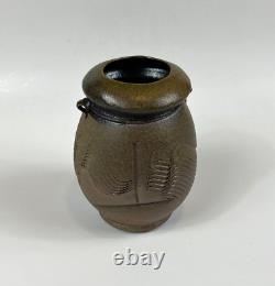 Vintage Chuck Solberg Studio Pottery Wood Fired Sgraffito Vase
