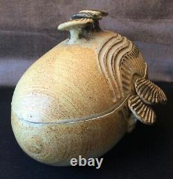 Vintage Clyde Gobble North Carolina Art Studio Pottery Large Chicken Roaster