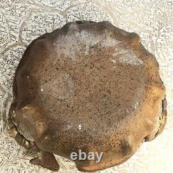 Vintage Colima Armadillo Stoneware Pottery Bowl Brass Copper Shell Mexican