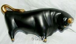 Vintage Colin Melbourne Trentham Pottery Bull Bison Black Gold Rare Studio