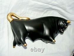 Vintage Colin Melbourne Trentham Pottery Bull Bison Black Gold Rare Studio