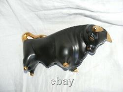 Vintage Colin Melbourne Trentham Pottery Bull Bison Black Gold Rare Studio