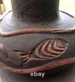 Vintage Colin Thorburn Ash Glaze Fish Vase British Studio Pottery 10