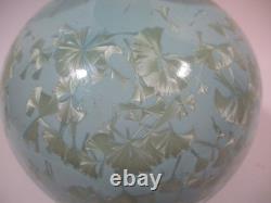 Vintage Crystalline Pottery Large Vase Artist Signed 9.5 Light Blue Turquoise