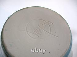Vintage Crystalline Pottery Large Vase Artist Signed 9.5 Light Blue Turquoise