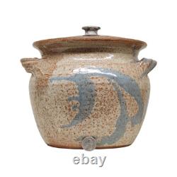 Vintage Dalton Studio Pottery Tureen 6 Soup Mugs Brown Speckled with Blue Accent