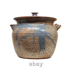 Vintage Dalton Studio Pottery Tureen 6 Soup Mugs Brown Speckled with Blue Accent