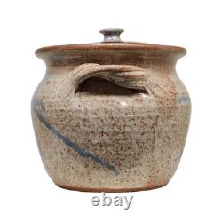 Vintage Dalton Studio Pottery Tureen 6 Soup Mugs Brown Speckled with Blue Accent