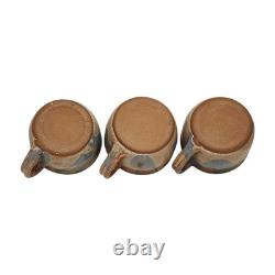 Vintage Dalton Studio Pottery Tureen 6 Soup Mugs Brown Speckled with Blue Accent