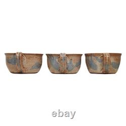 Vintage Dalton Studio Pottery Tureen 6 Soup Mugs Brown Speckled with Blue Accent