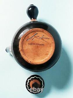 Vintage Danish MID Century Hak Studio Pottery Herman A. Kahler Marked Teapot