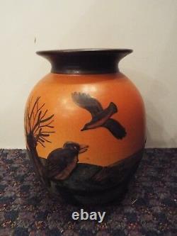 Vintage Danmark Denmark Danish Ipsen Art Studio Pottery Vase With Birds Nr