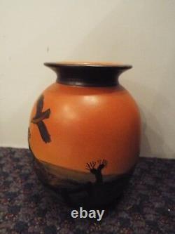 Vintage Danmark Denmark Danish Ipsen Art Studio Pottery Vase With Birds Nr