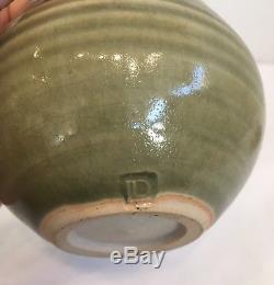 Vintage David Leach Celadon Glaze Lidded Honey Pot Personal Seal Studio Pottery