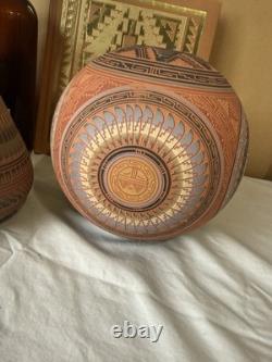 Vintage David Miller Studio Carved Southwestern Vase Hand Signed Geometric Seed