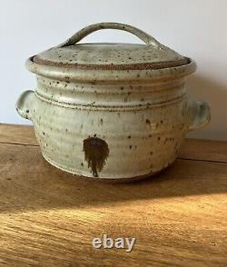 Vintage Davis 1979 studio pottery casserole mid century modern lidded bowl art