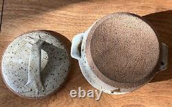 Vintage Davis 1979 studio pottery casserole mid century modern lidded bowl art