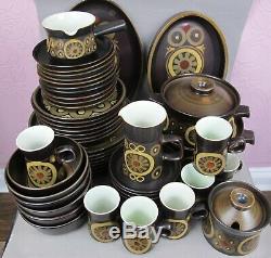 Vintage Denby studio pottery Arabasque Dinner Service / Set. Plates cups bowls