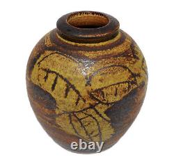 Vintage Denis Vibert Studio Art Pottery Vase Listed Maine Potter Pine Tree Kiln