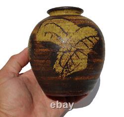 Vintage Denis Vibert Studio Art Pottery Vase Listed Maine Potter Pine Tree Kiln