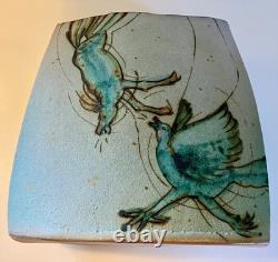 Vintage Dennis Meiners Portland Oregon Large Studio Pottery Vase Horse & Bird